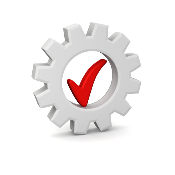 3D齿轮与检查标记图片下载