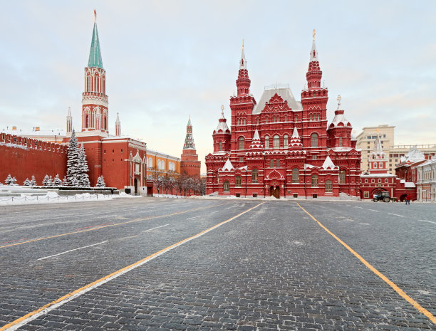 空旷的冬季，俄罗斯莫斯科红场图片下载