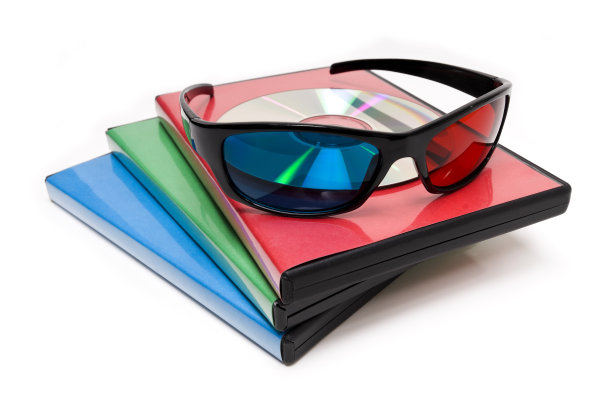 三种彩色dvd与3D眼镜上图片下载