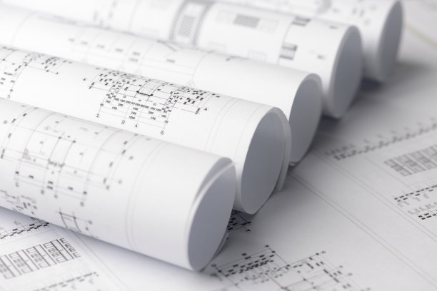 建筑蓝图和蓝图卷图片下载