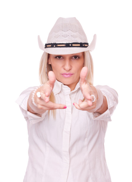 金发女子用手指射击图片下载