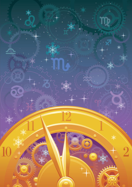 十二宫午夜时钟背景图片下载