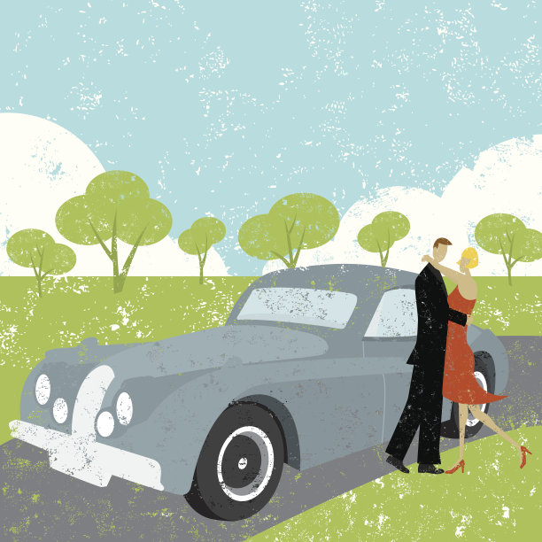 情侣在车旁拥抱图片下载