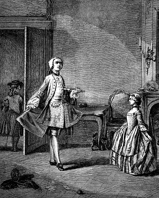 小步舞课的古董插图图片下载