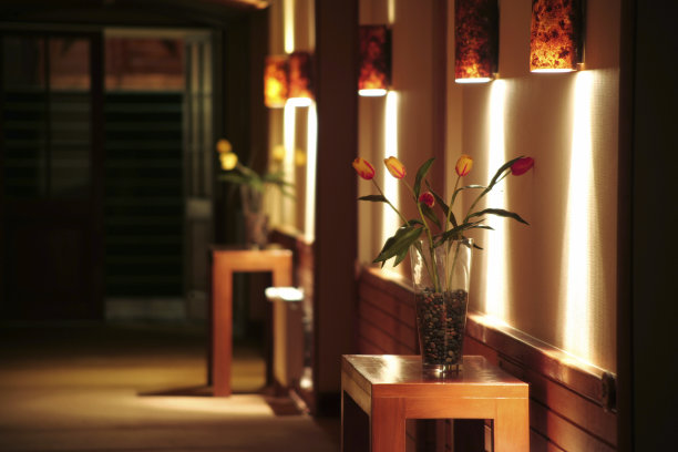 俯瞰现代化的酒店走廊图片下载