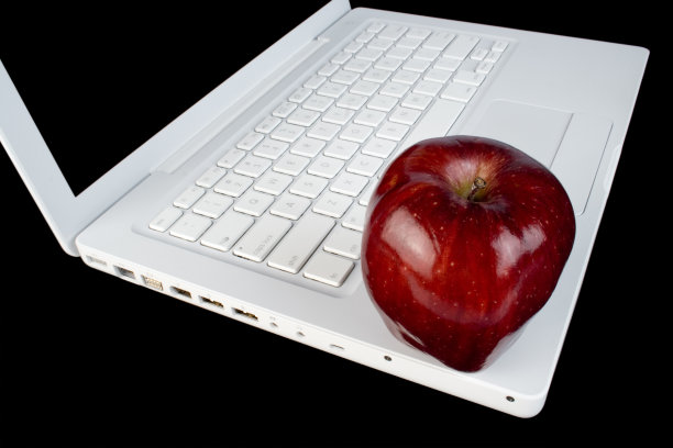 白色笔记本电脑和苹果图片下载