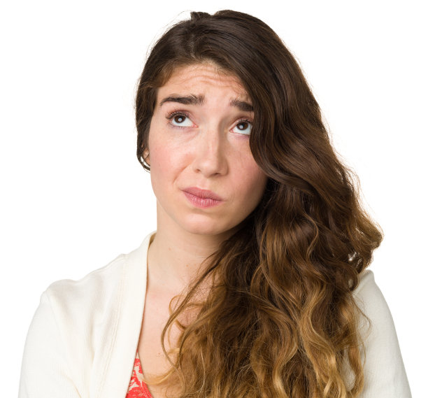 思考年轻女子抬头看图片下载