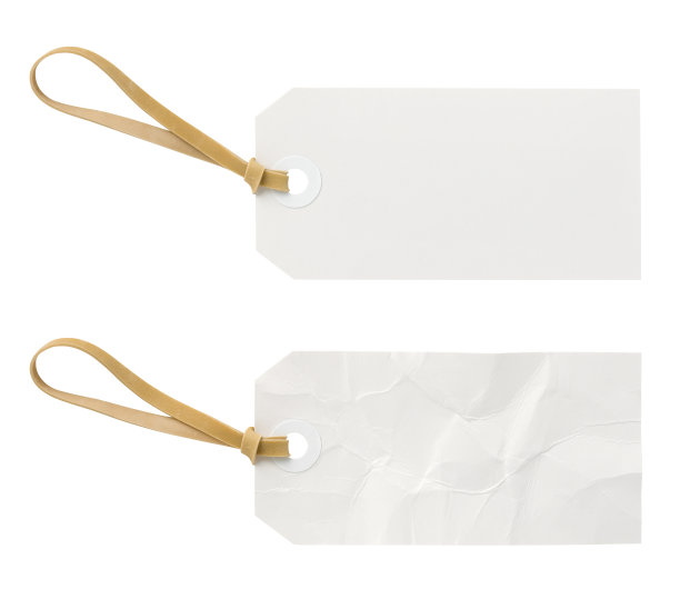 空白白色标签与橡皮筋-平滑&amp;皱纹。图片下载