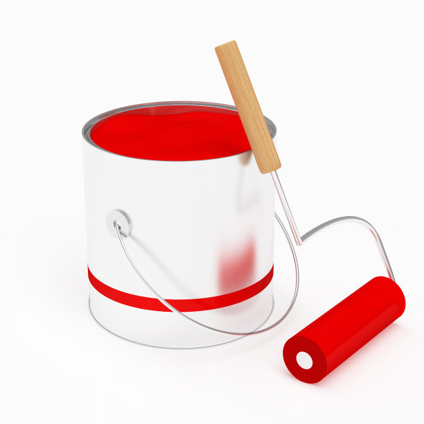 3D红漆滚筒和罐头图片下载