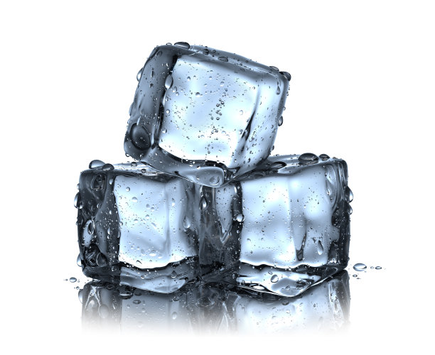 蓝色的冰块，水滴在白色的冰块上图片下载