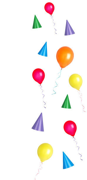 气球和派对帽复合材料图片下载