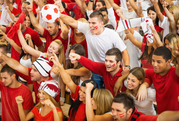 一群欢呼雀跃的足球迷。图片下载