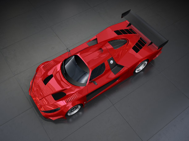 黑色背景下的红色赛车素材图片