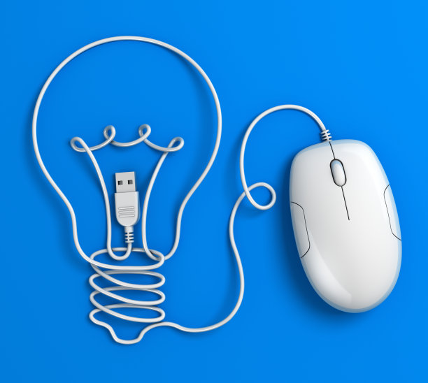 电脑鼠标电缆灯泡-蓝色图片下载