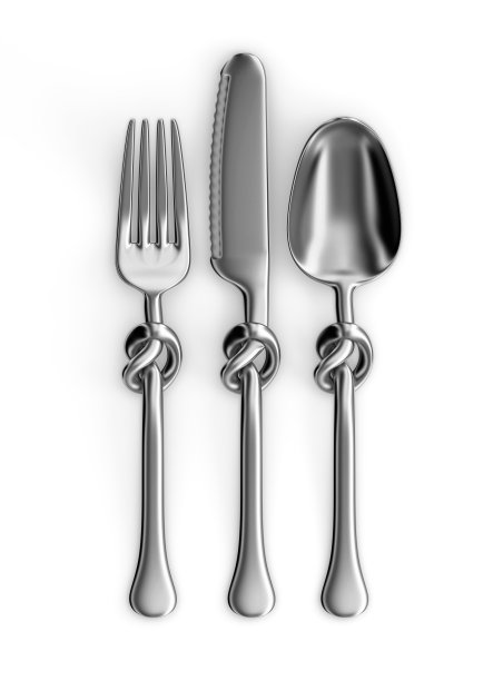 银餐具，勺子，叉子，刀图片下载