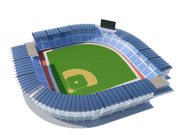 全景棒球场，孤立在白色背景图片下载