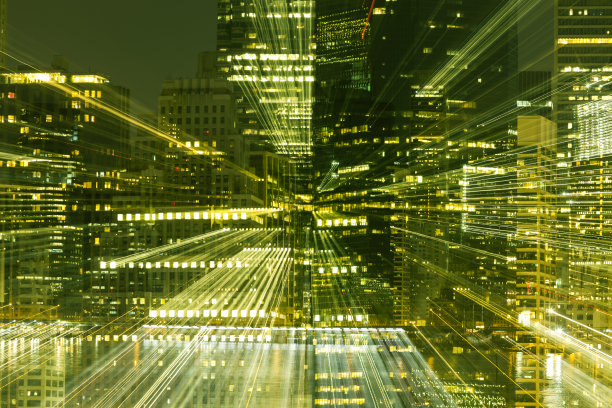 数字改变照明纽约城市抽象。图片下载