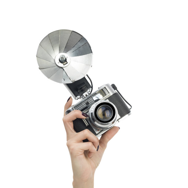 在白色背景上手动测距相机图片下载