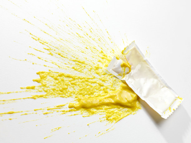 扁平的芥末酱包图片下载