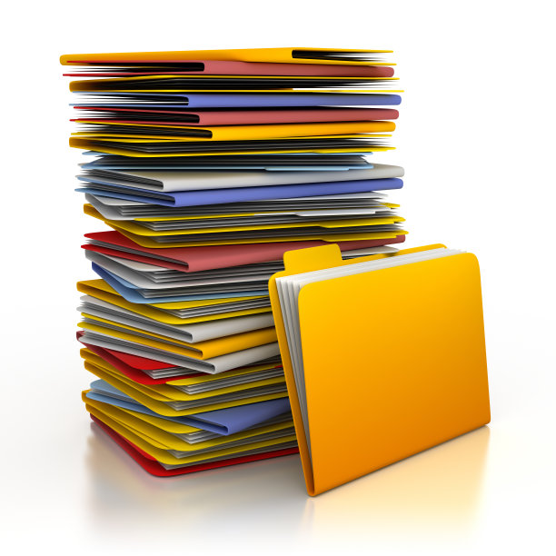 堆文件夹-孤立的白色与剪切路径图片下载