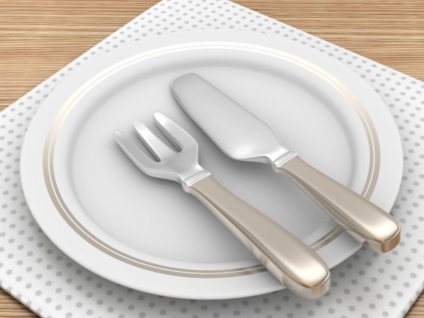 用刀叉清空餐盘图片下载