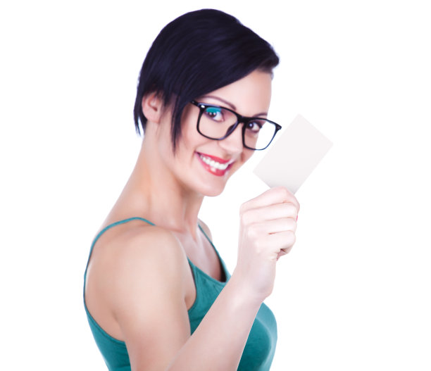 持有礼品卡的女性图片下载