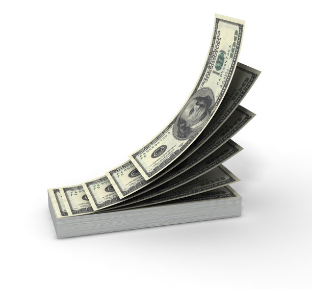 白色背景上的一大堆美元钞票图片下载