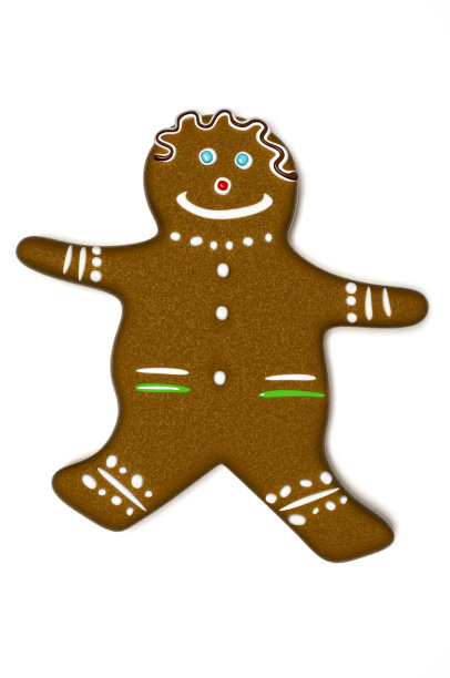 白色背景下的姜饼人，包含剪切路径(XXXL)图片下载