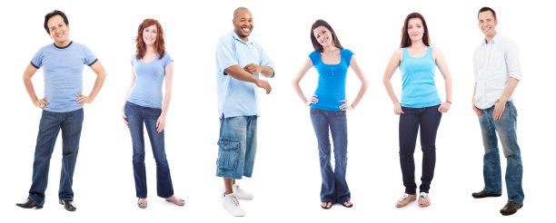 不同的成人群体在一起，孤立的白色背景图片下载