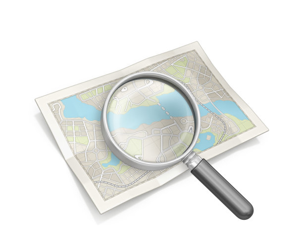 城市地图和放大镜图片下载