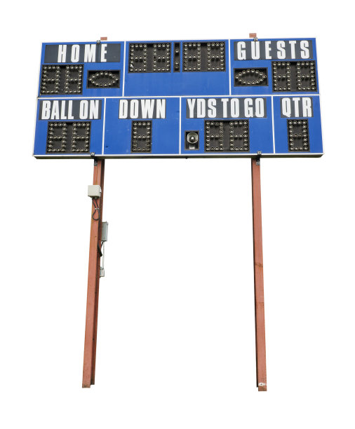 足球记分牌孤立在白色与剪切路径图片下载