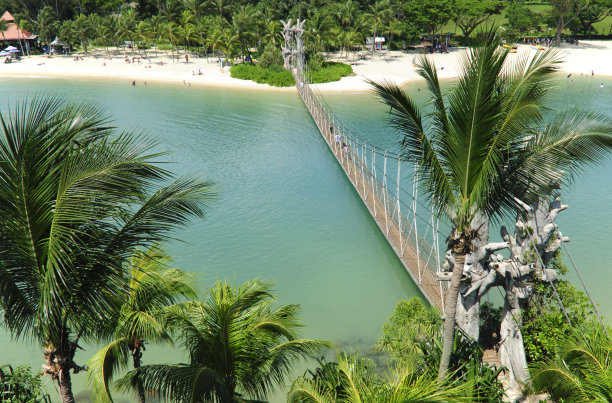 新加坡圣淘沙巴拉望海滩鸟瞰图图片下载
