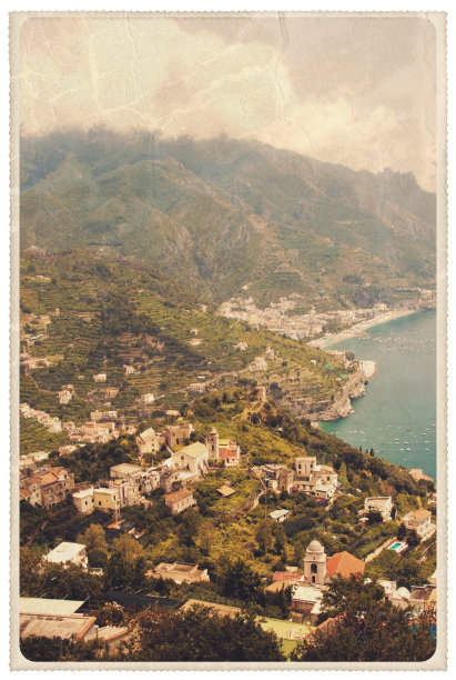 从Villa Rufolo看-老式明信片图片下载