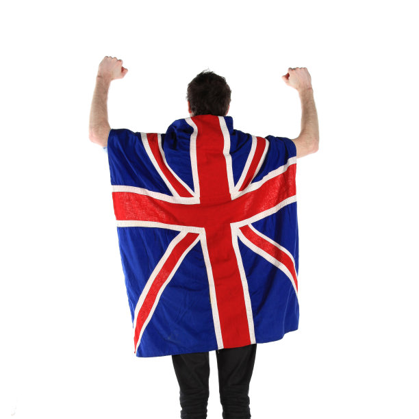 举着英国国旗的男性图片下载