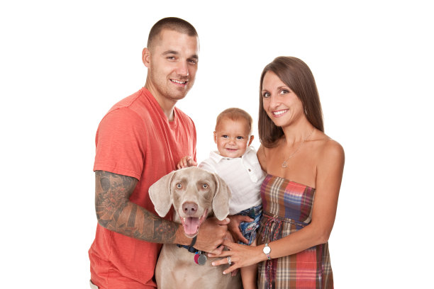 快乐的全家福与宠物狗图片下载