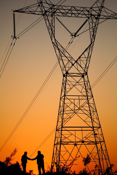 电线和握手图片下载