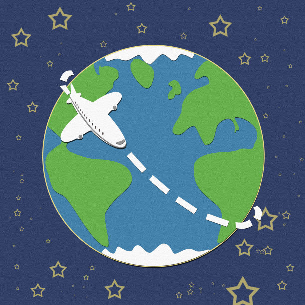 建筑纸平面绕地球图片下载