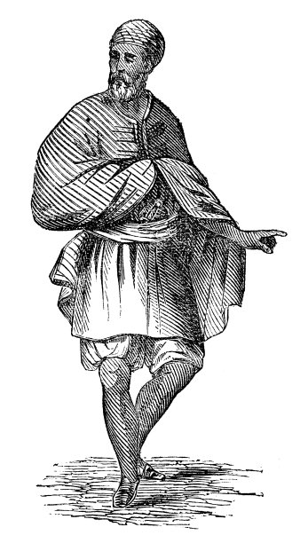阿拉伯人肖像古董插画图片下载