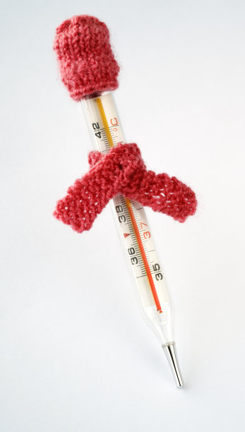 带围巾和帽子的温度计图片下载