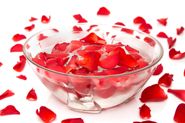 红玫瑰花瓣在碗里图片下载