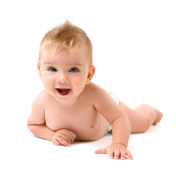 笑的婴儿孤立在白色图片下载
