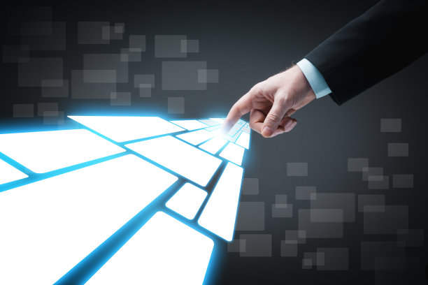 手指触摸发光的数字触摸屏图片下载