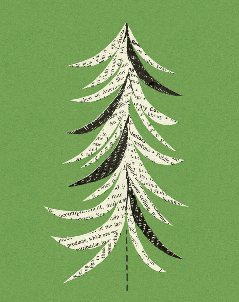 报纸的圣诞树图片下载