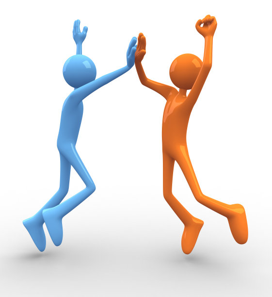 矢量插图的两个简笔人物庆祝图片下载