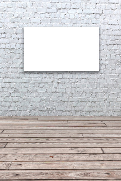 砖墙与空白相框图片下载