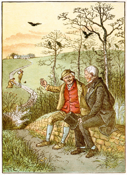 Randolph Caldecott -两个老人在乡下聊天图片下载