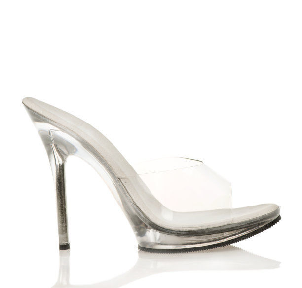 高跟鞋滑在凉鞋在时尚的颜色清楚/透明图片下载