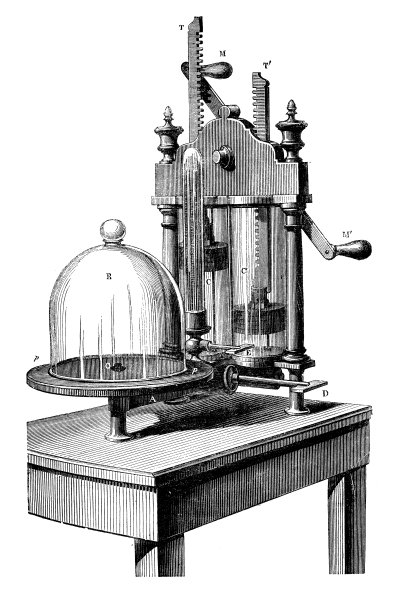 真空泵的古董插图图片下载