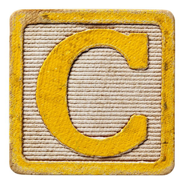 字母表-古董印刷体字母，孤立在白色。字母C。图片下载