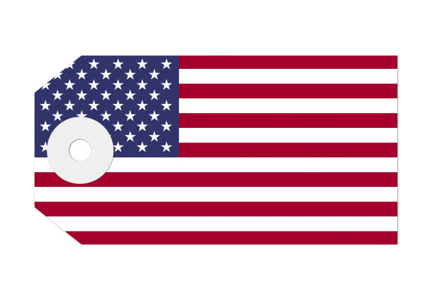 星条旗(美国国旗)标签行李标签上的白色图片下载